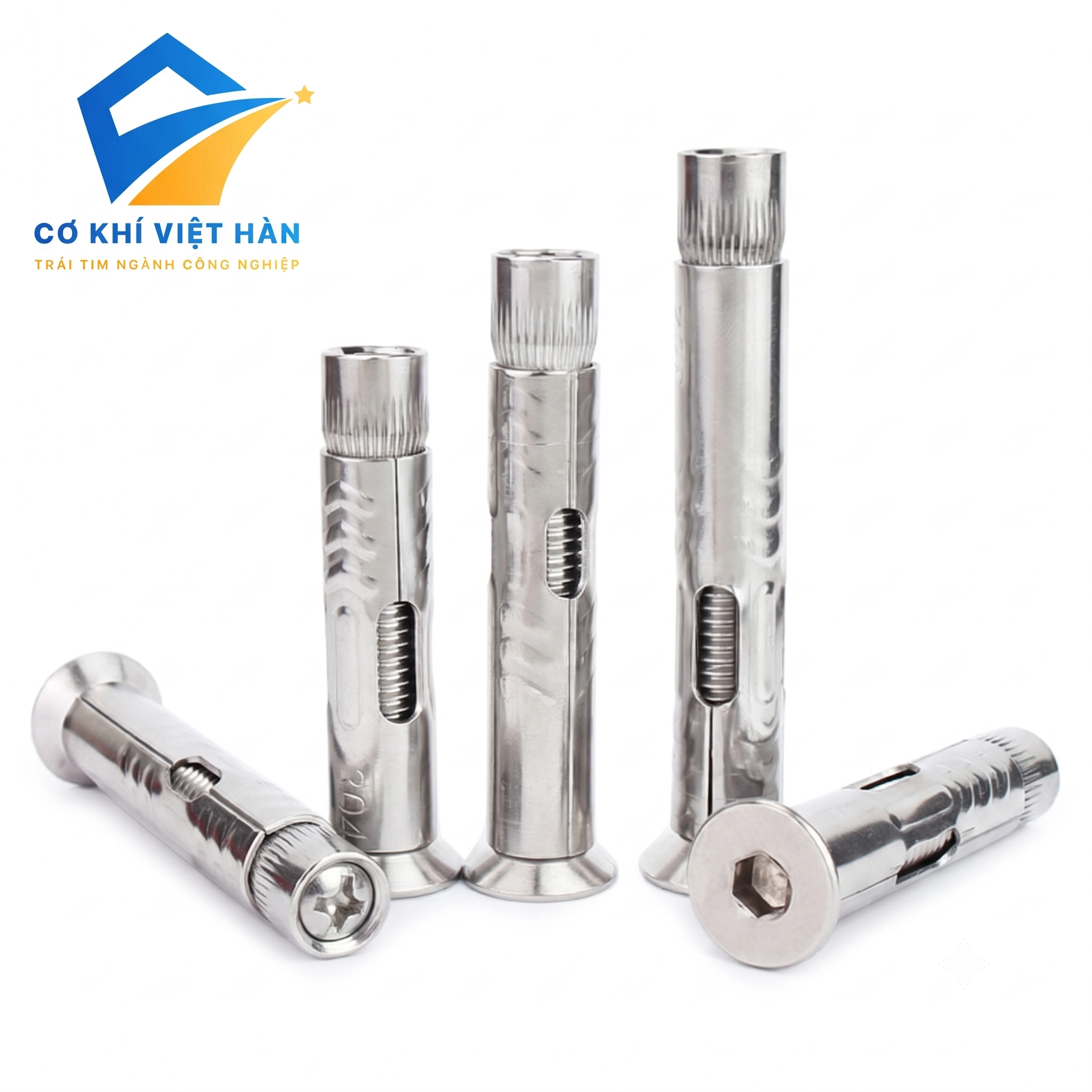 Vít nở inox đầu chìm (tắc kê vít đầu bằng)