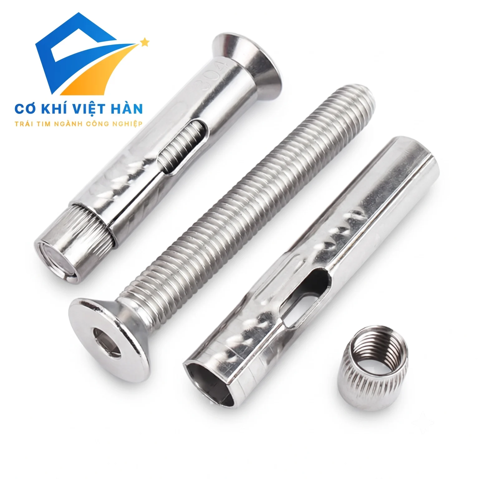 Vít nở inox đầu chìm (tắc kê vít đầu bằng)